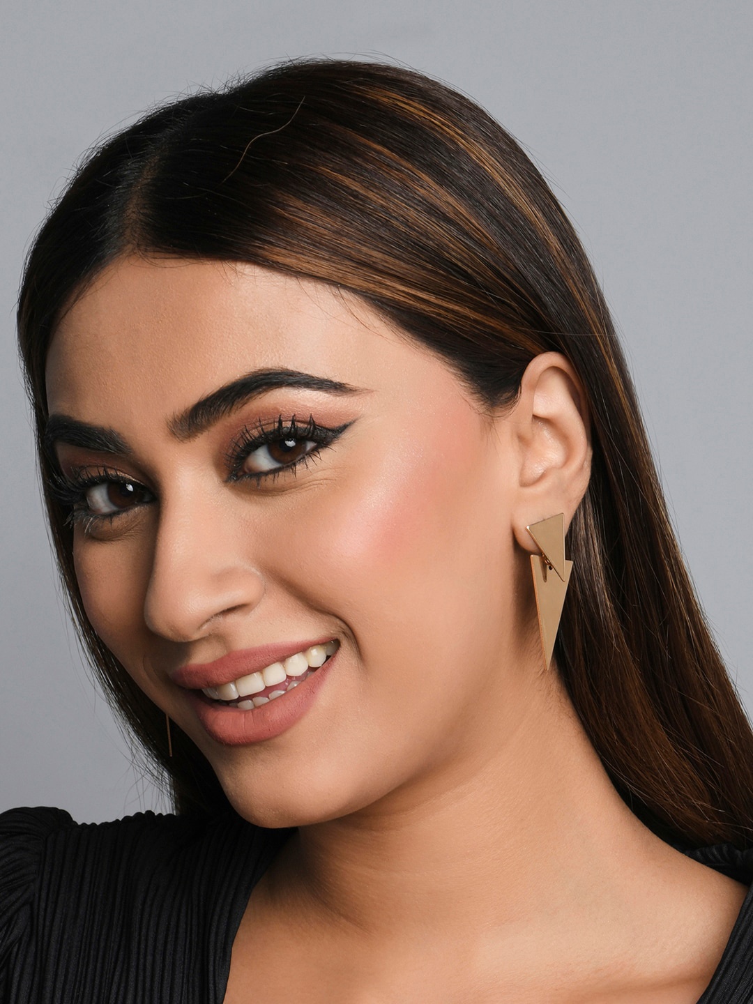 

ToniQ Gold Plated Geometric Drop Earrings