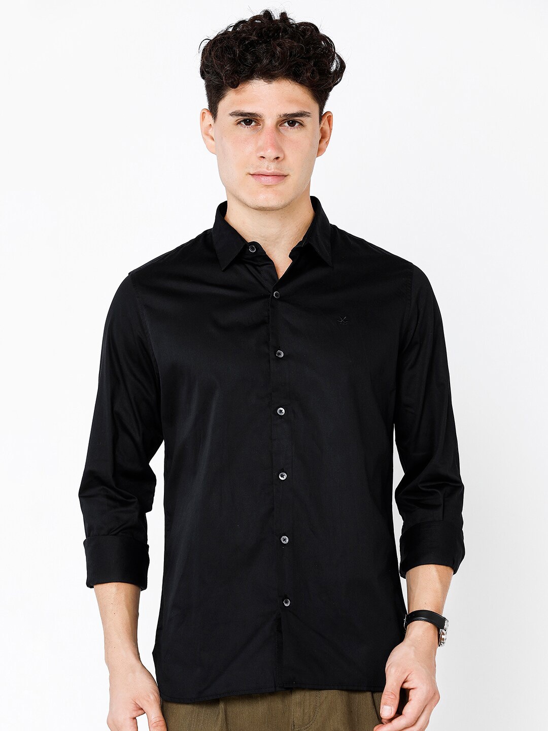 

WROGN Men Slim Fit Casual Shirt, Black