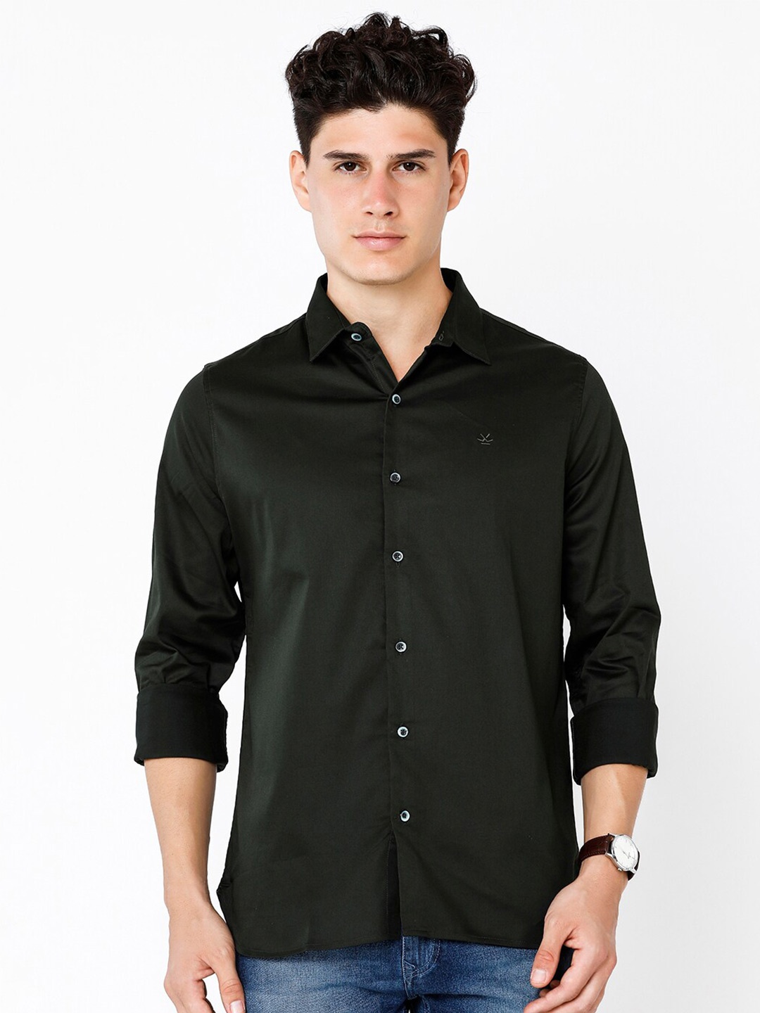 

WROGN Men Slim Fit Casual Shirt, Olive