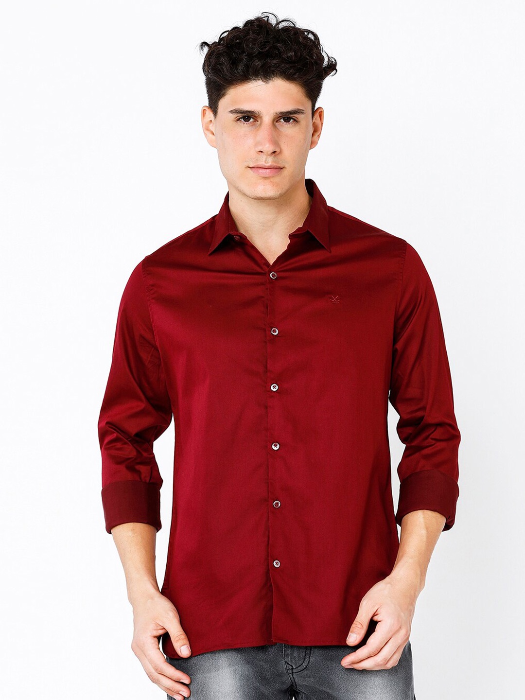 

WROGN Men Slim Fit Pure Cotton Casual Shirt, Maroon