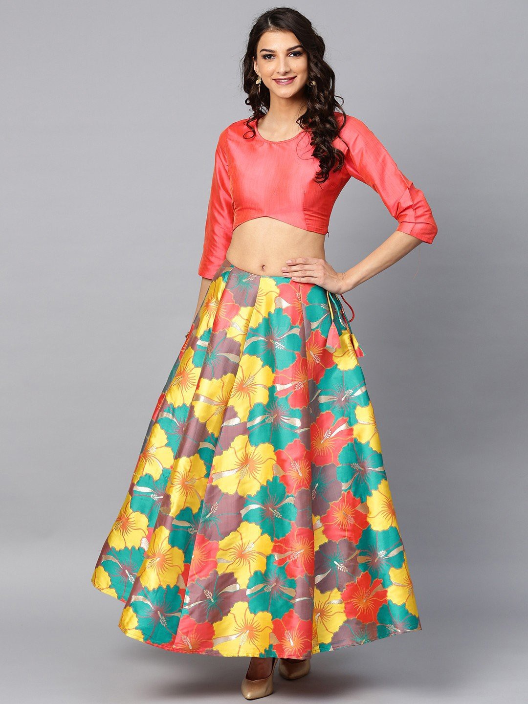 

FABPIXEL Semi-Stitched Lehenga & Unstitched, Orange