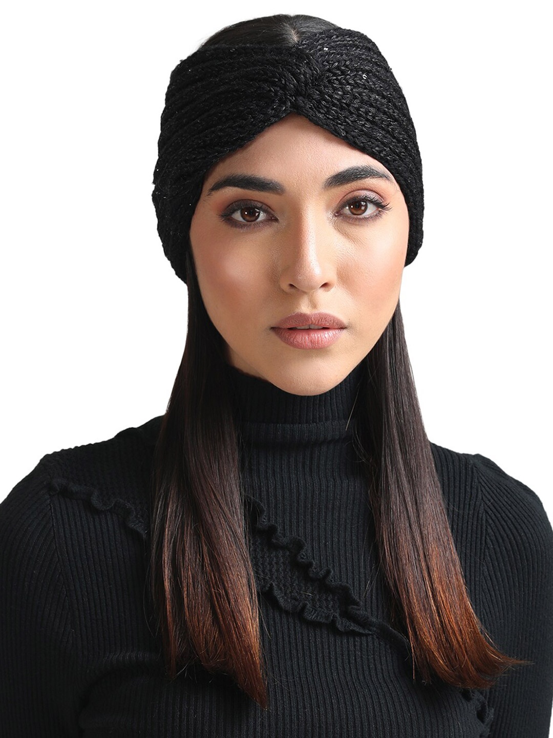 

Kazo Women Twisted Knitted Acrylic Band, Black