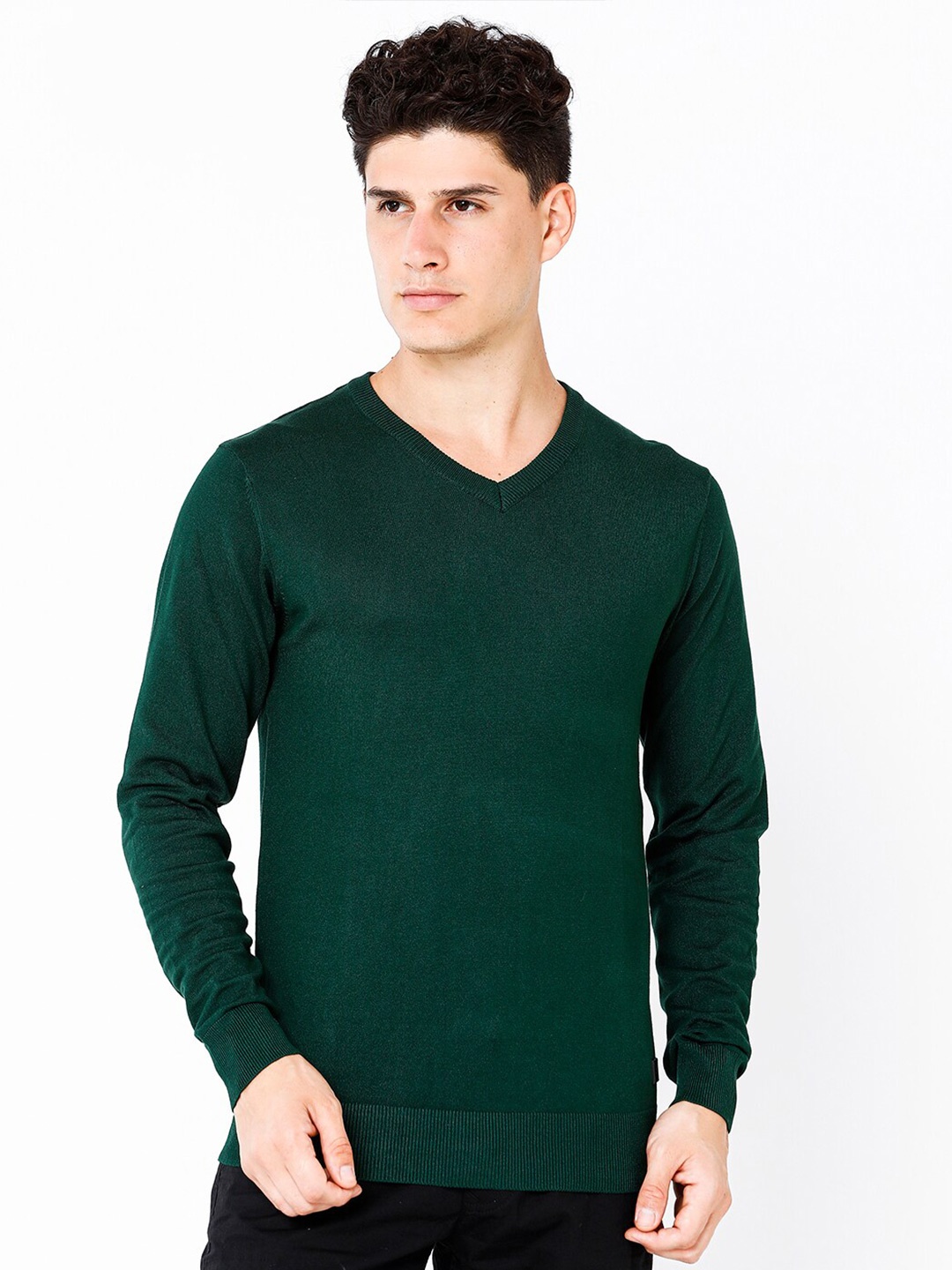 

WROGN Men V-Neck Pullover, Green