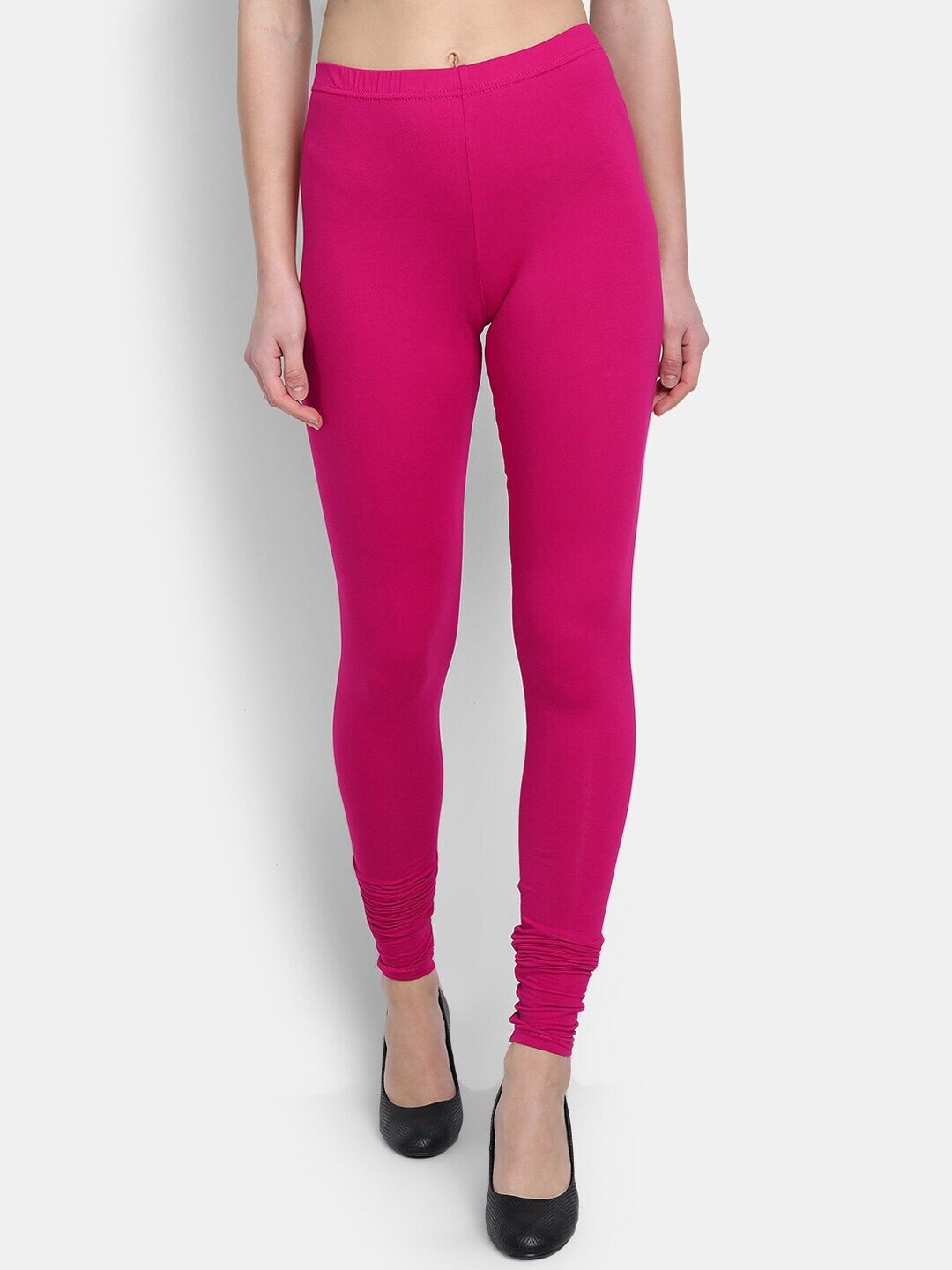 

fabGLOBAL Pink Cotton Churidar Length Leggings