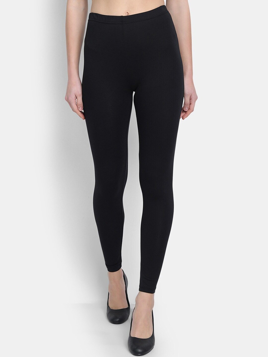 

fabGLOBAL Black Cotton Ankle-Length Leggings