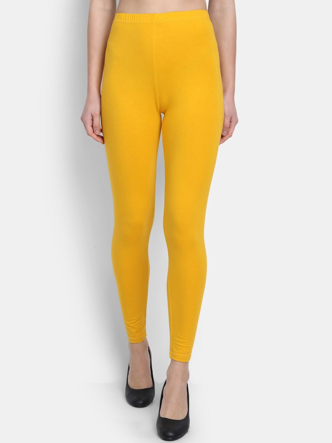 

fabGLOBAL Yellow Cotton Ankle-Length Leggings