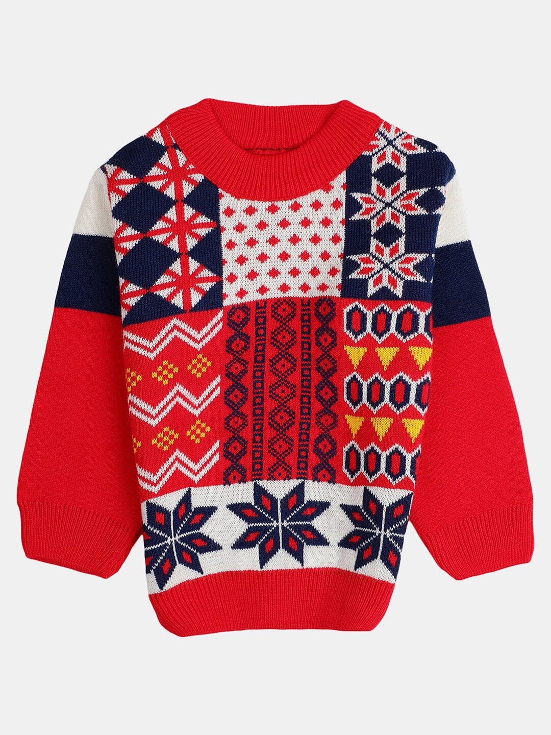

V-Mart Boys Ethinic Motifs Self Design Wool Pullover, Red