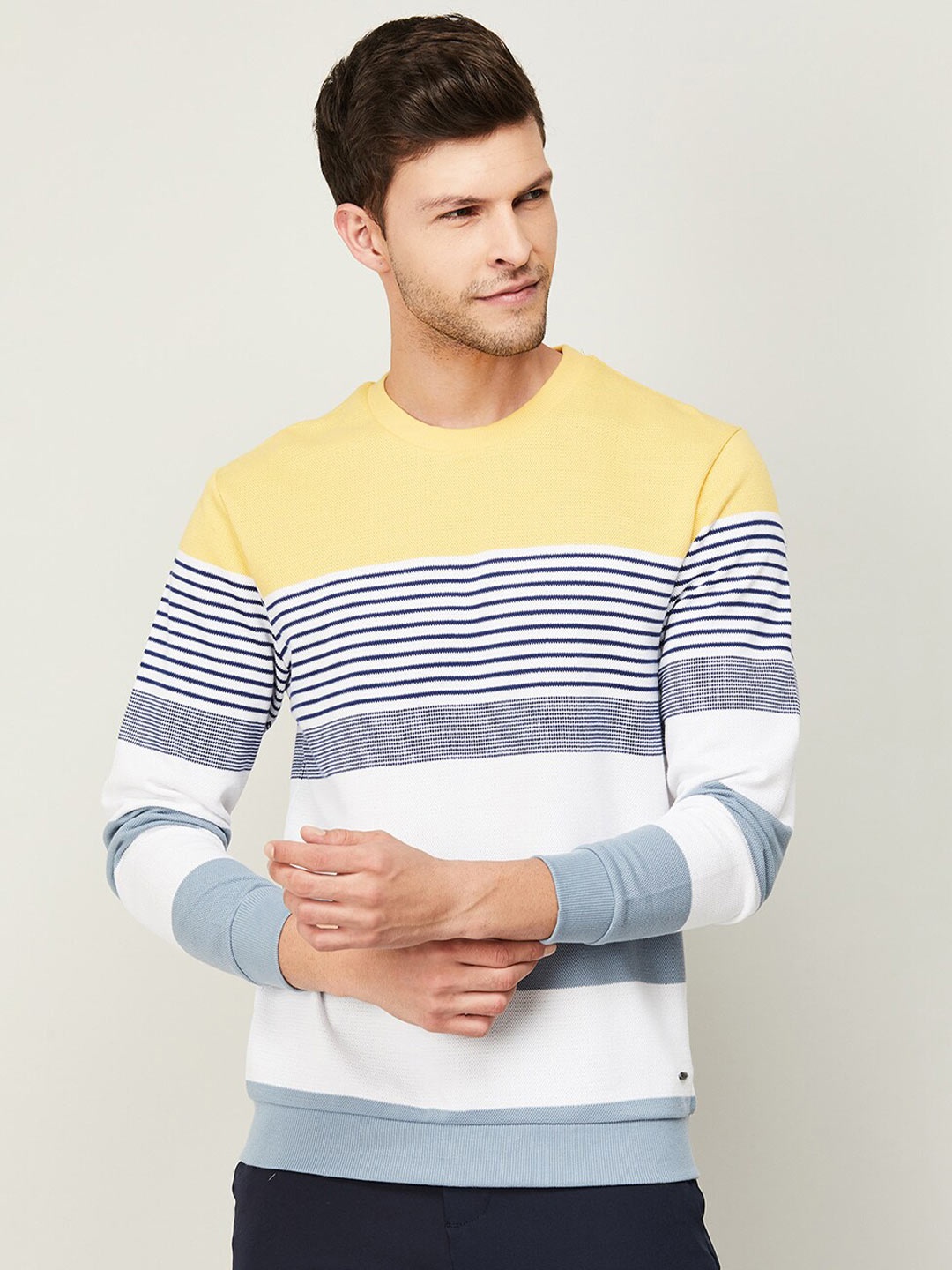 

CODE by Lifestyle Men Striped Cotton Sweatshirt, Yellow