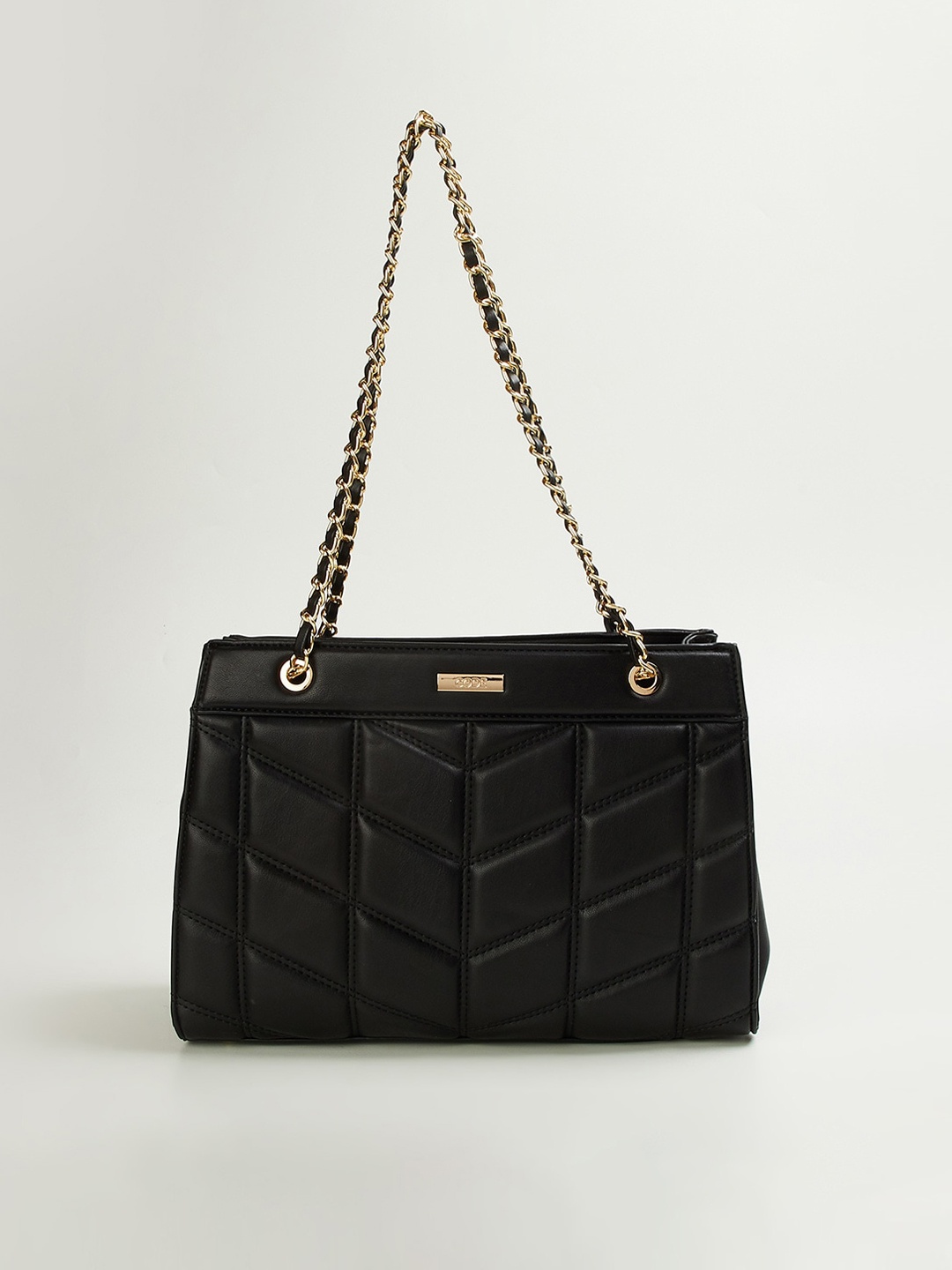 

CODE by Lifestyle Textured Structured Shoulder Bag with Quilted, Black