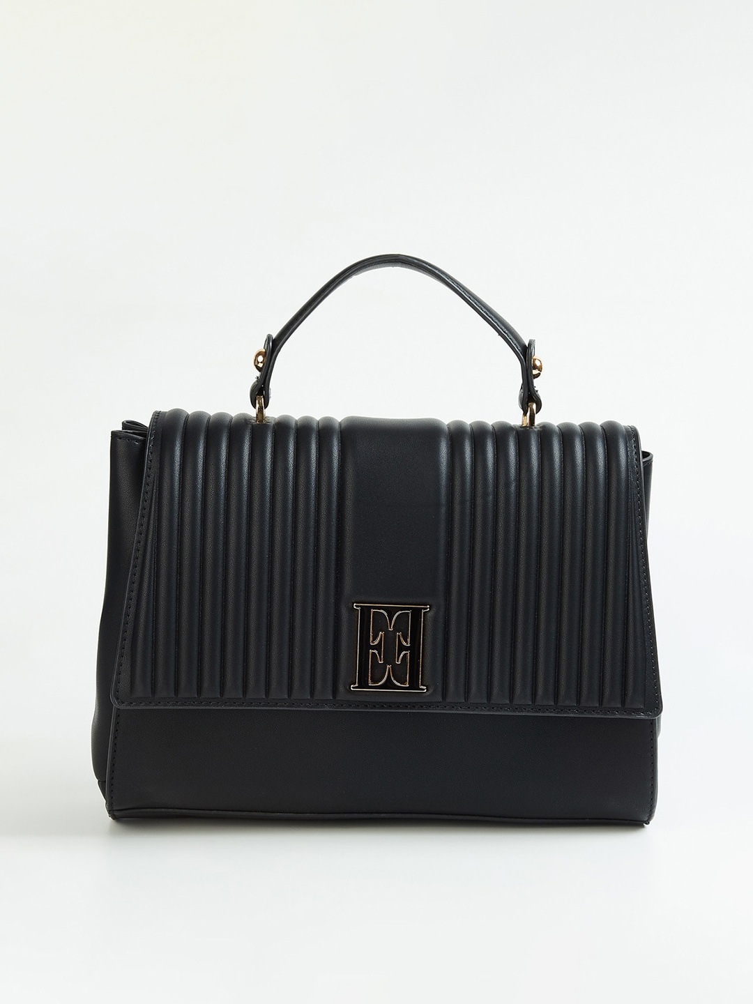 

ELLE Black Textured Structured Satchel