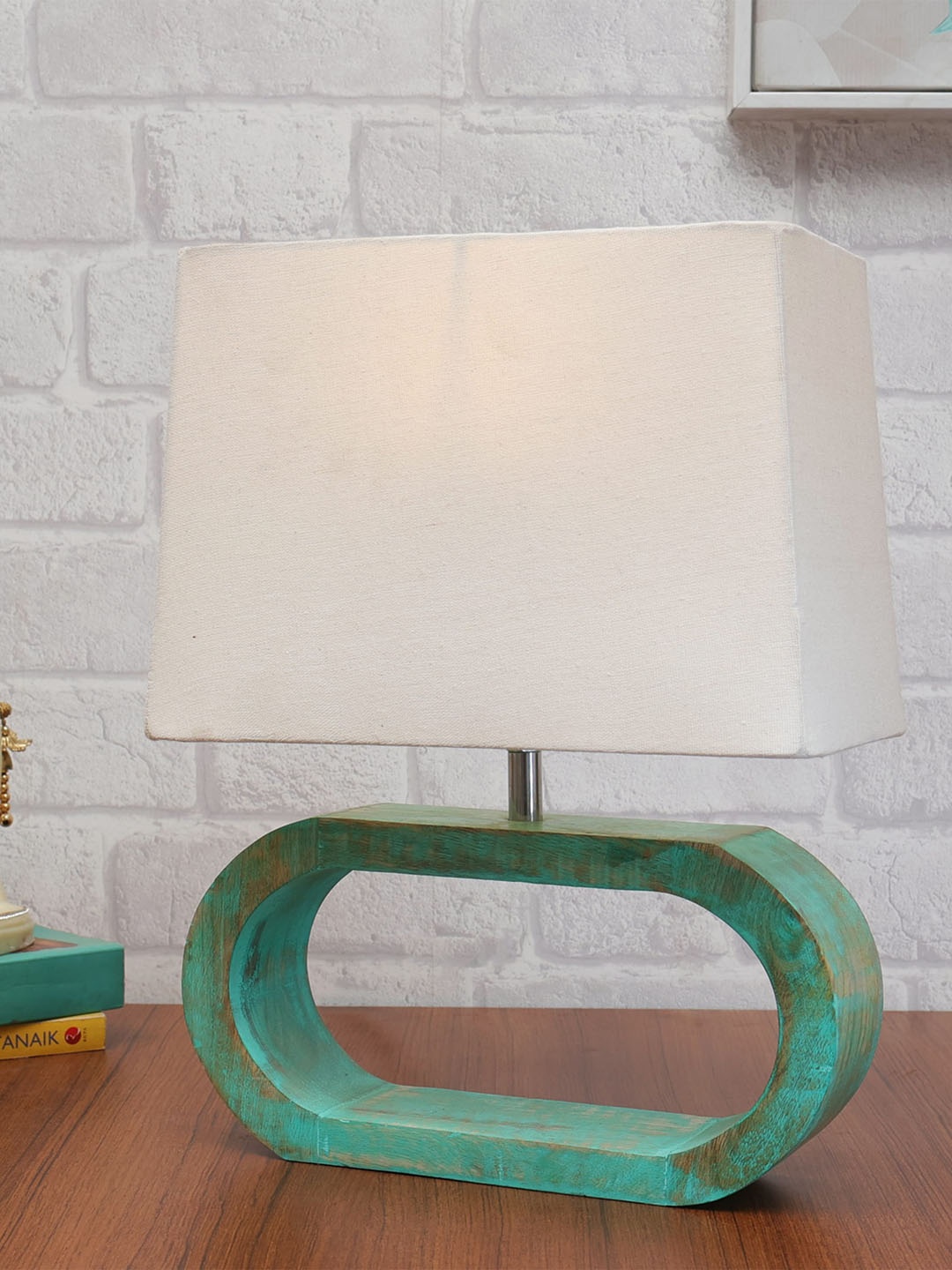 

Homesake Beige & Green Wooden Table Lamp