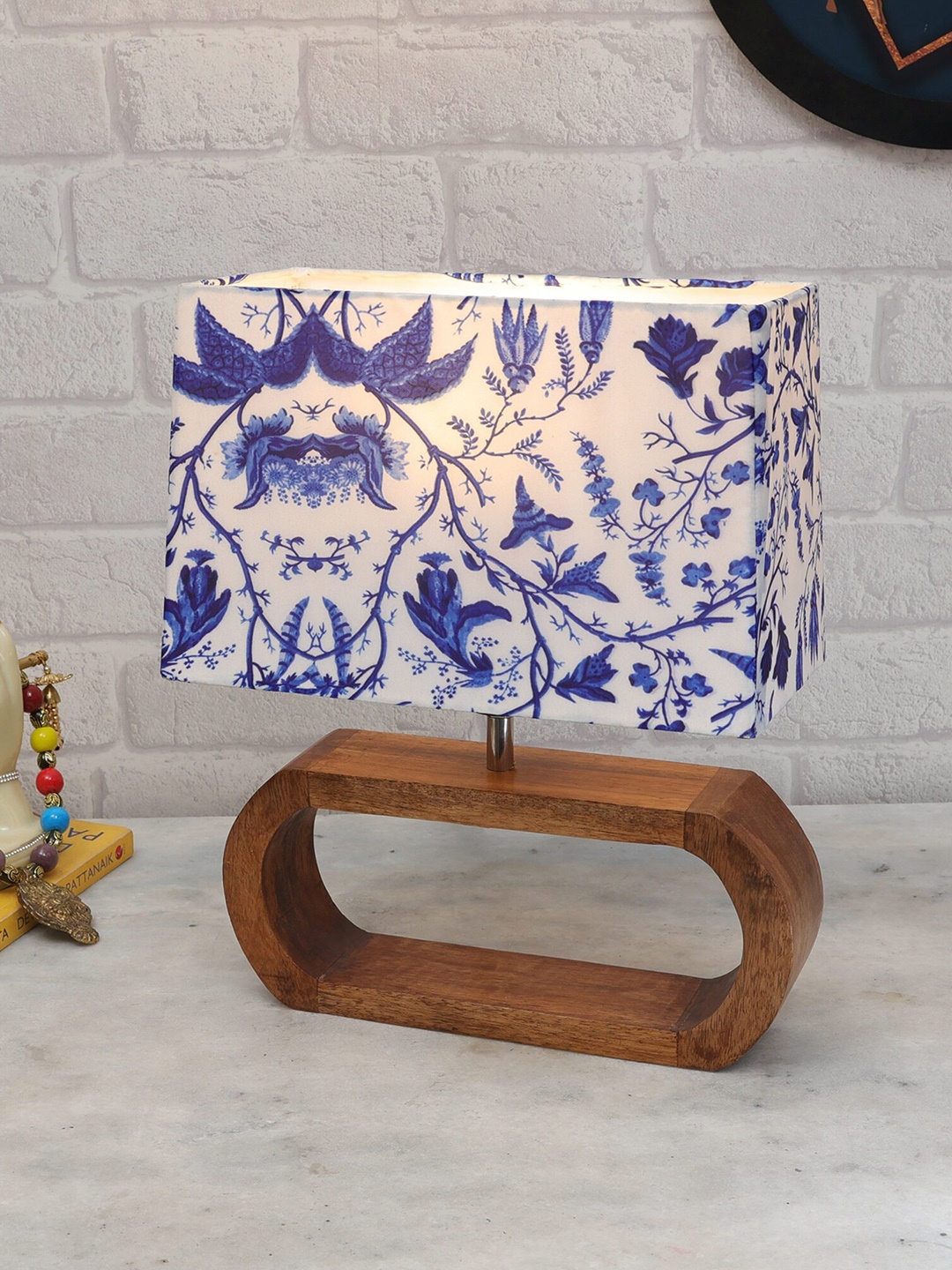 

Homesake Blue Printed Wooden Table Lamp