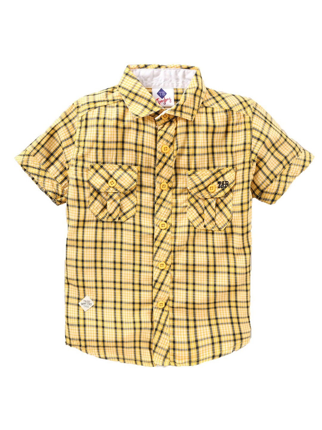 

TONYBOY Boys Yellow Premium Tartan Checks Cotton Casual Shirt