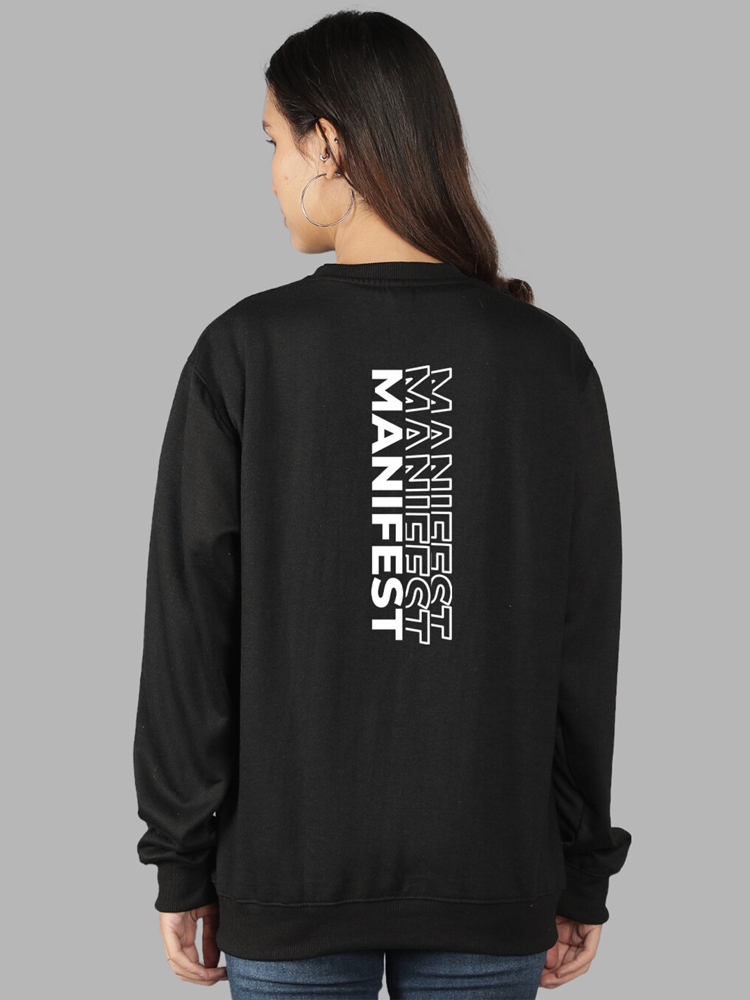 

Mad Over Print Women Printed Sweatshirt, Black