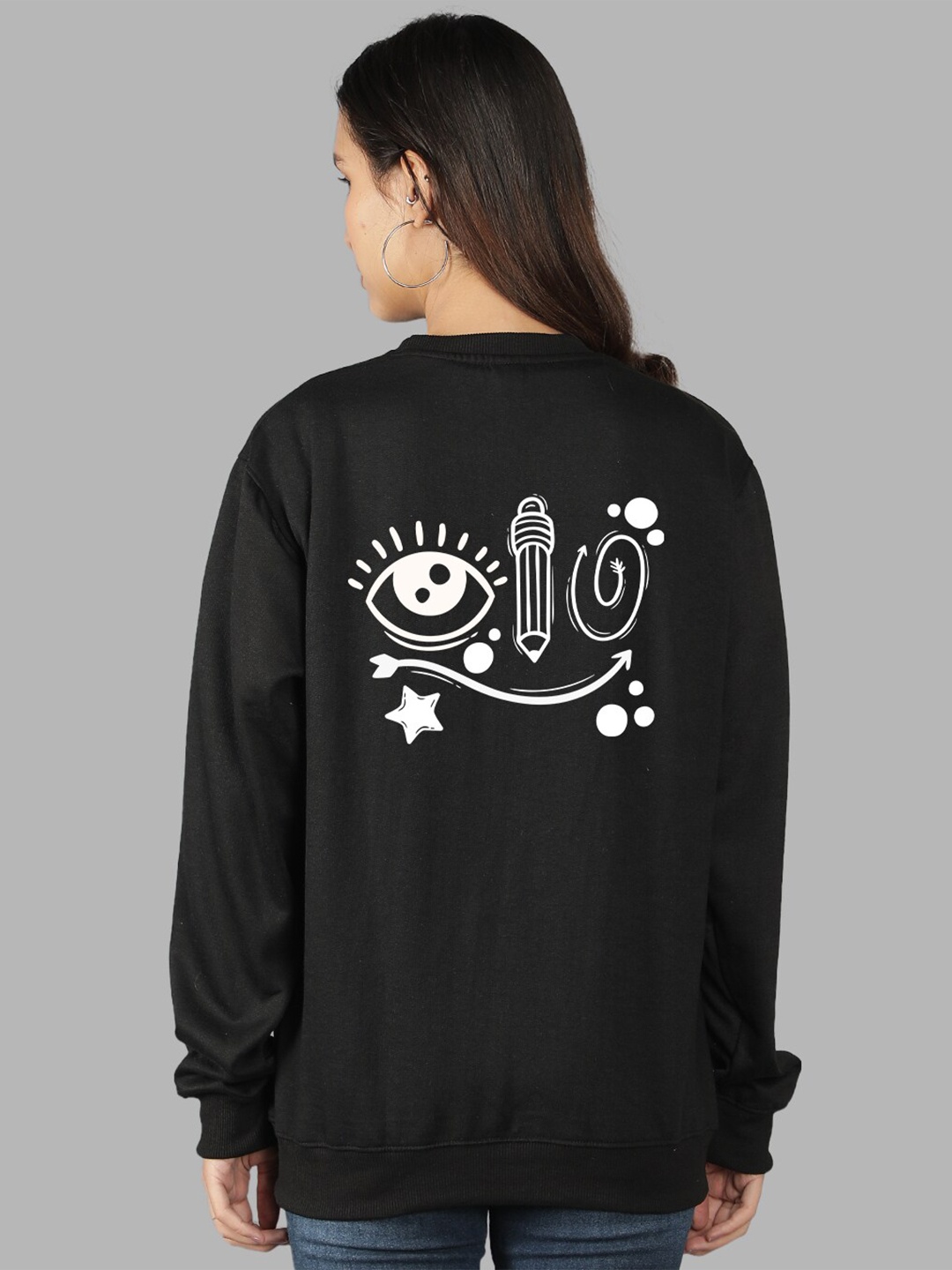 

Mad Over Print Women Printed Sweatshirt, Black
