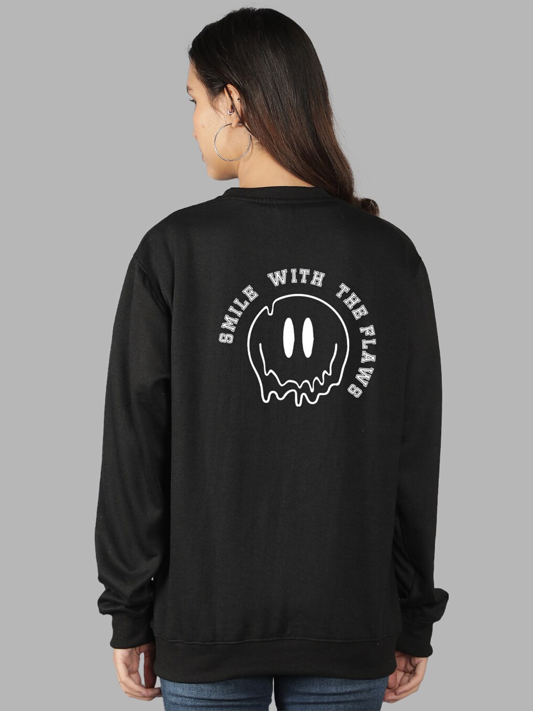 

Mad Over Print Women Printed Sweatshirt, Black