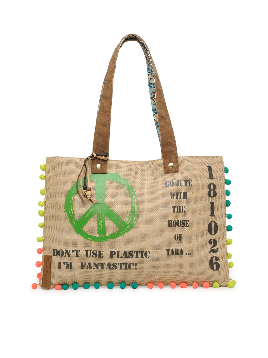 

The House of Tara Beige Printed Jute Shoulder Bag