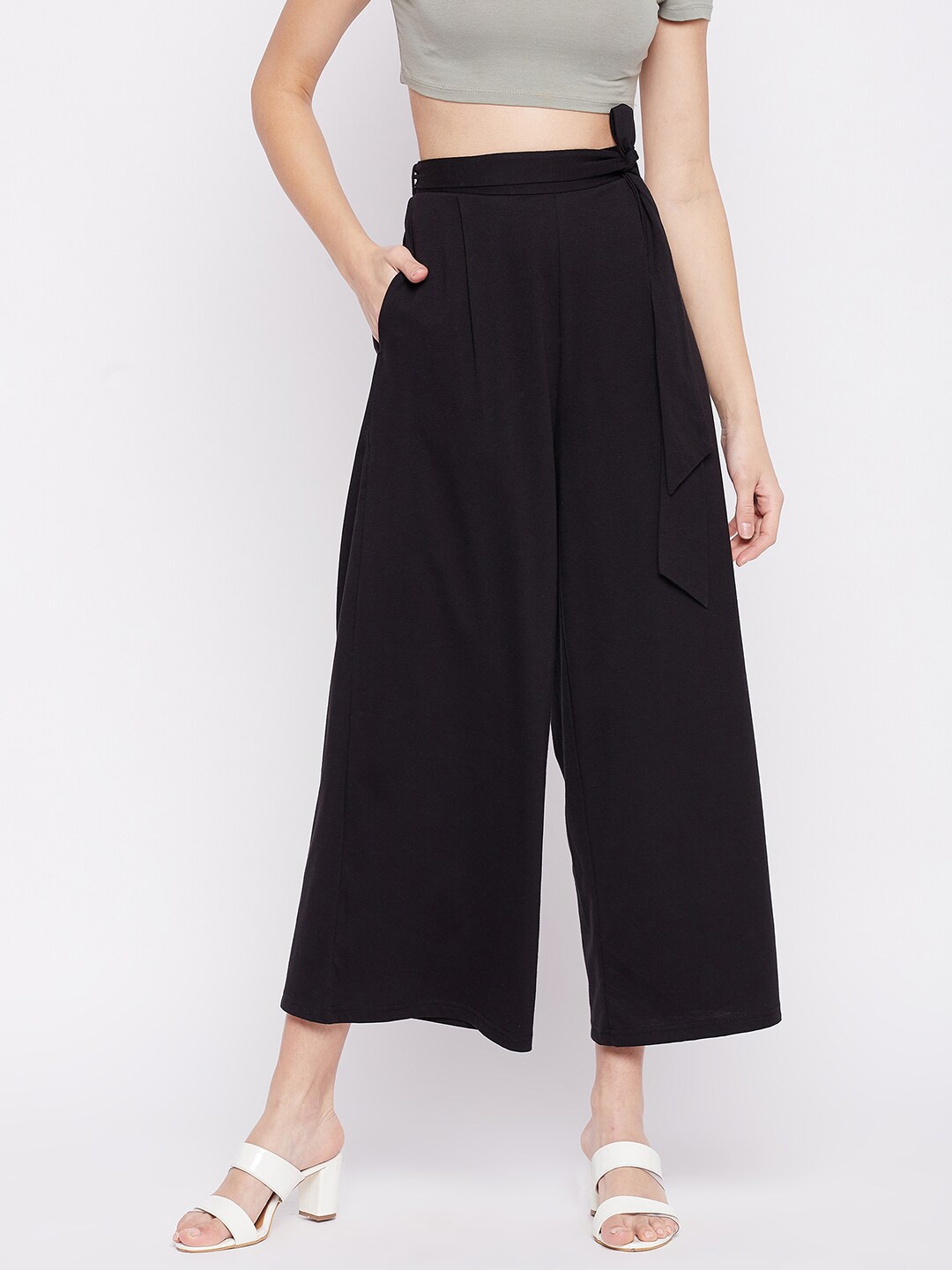 

CHILL WINSTON Women Knitted Palazzos, Black