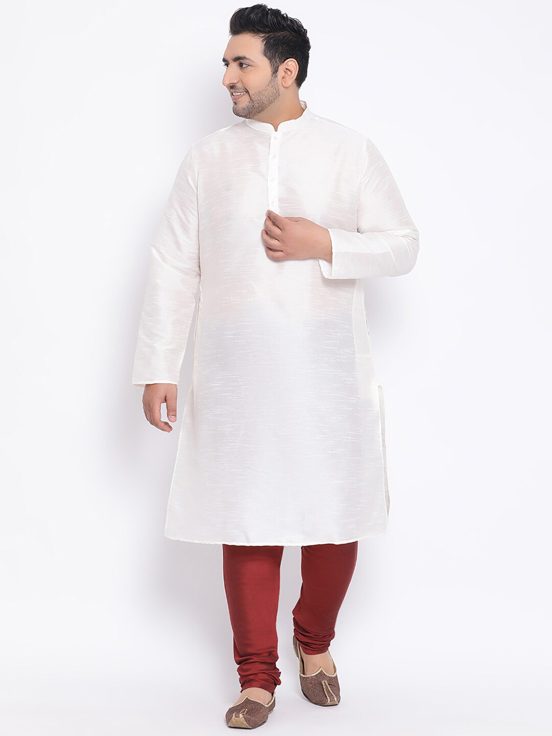 

KISAH PLUS Plus Size Cotton Silk Kurta, White