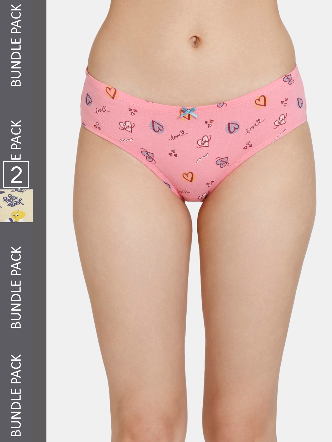 Zivame Girls Pack Of 2 Printed Hipster Briefs, Yellow