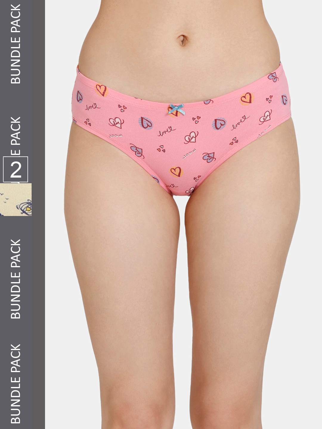

Zivame Girls Pack Of 2 Printed Hipster Briefs, Pink