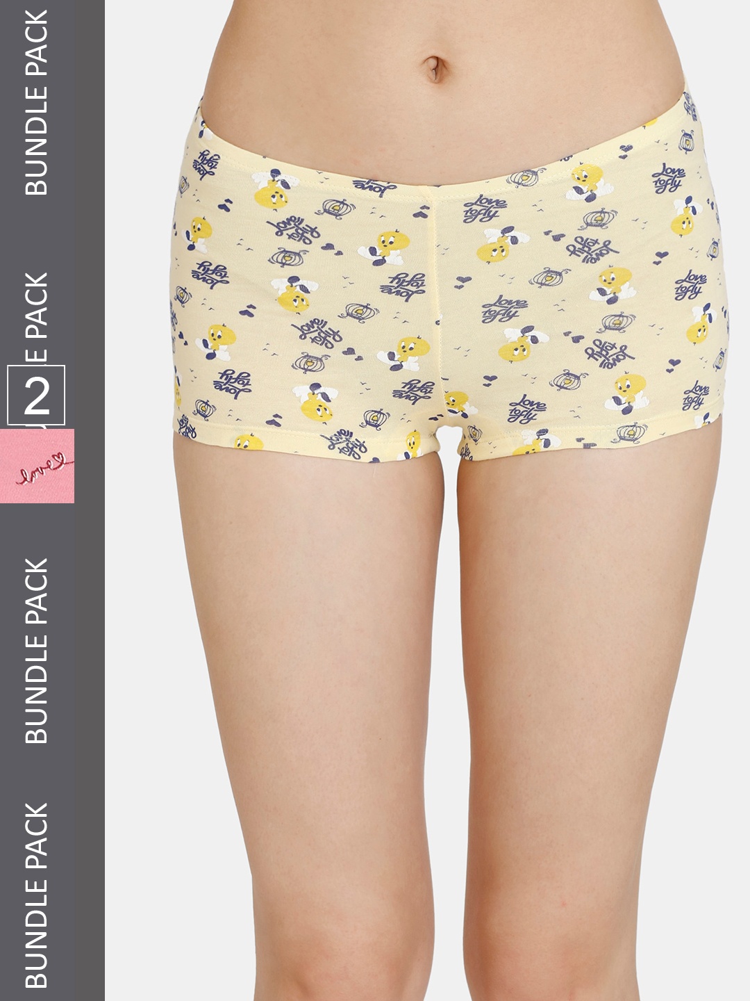 

Zivame Girls Pack Of 2 Printed Boy Shorts, Cream