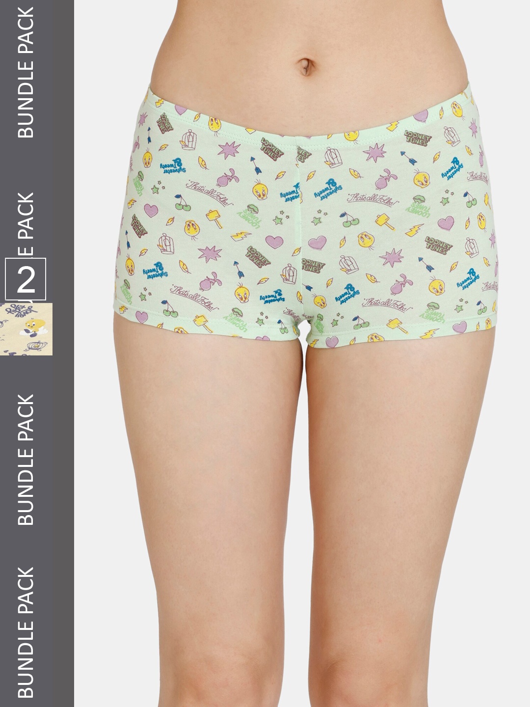 

Zivame Girls Printed Boy Shorts Cotton Briefs, Green