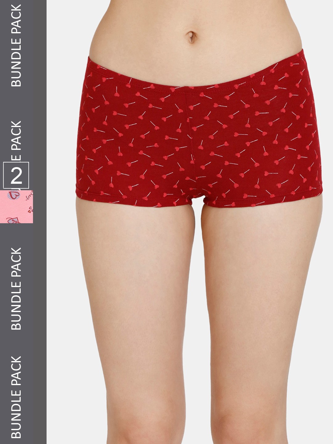 

Zivame Girls Pack Of 2 Printed Boy Shorts ZI2753FASHBPINK, Red