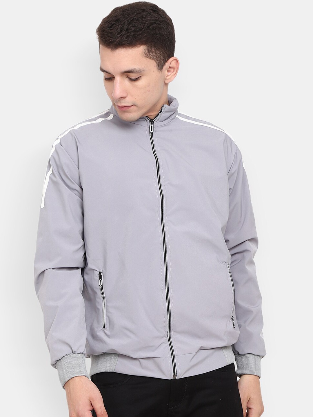 

V-Mart Men Grey Lightweight Bomber Jacket