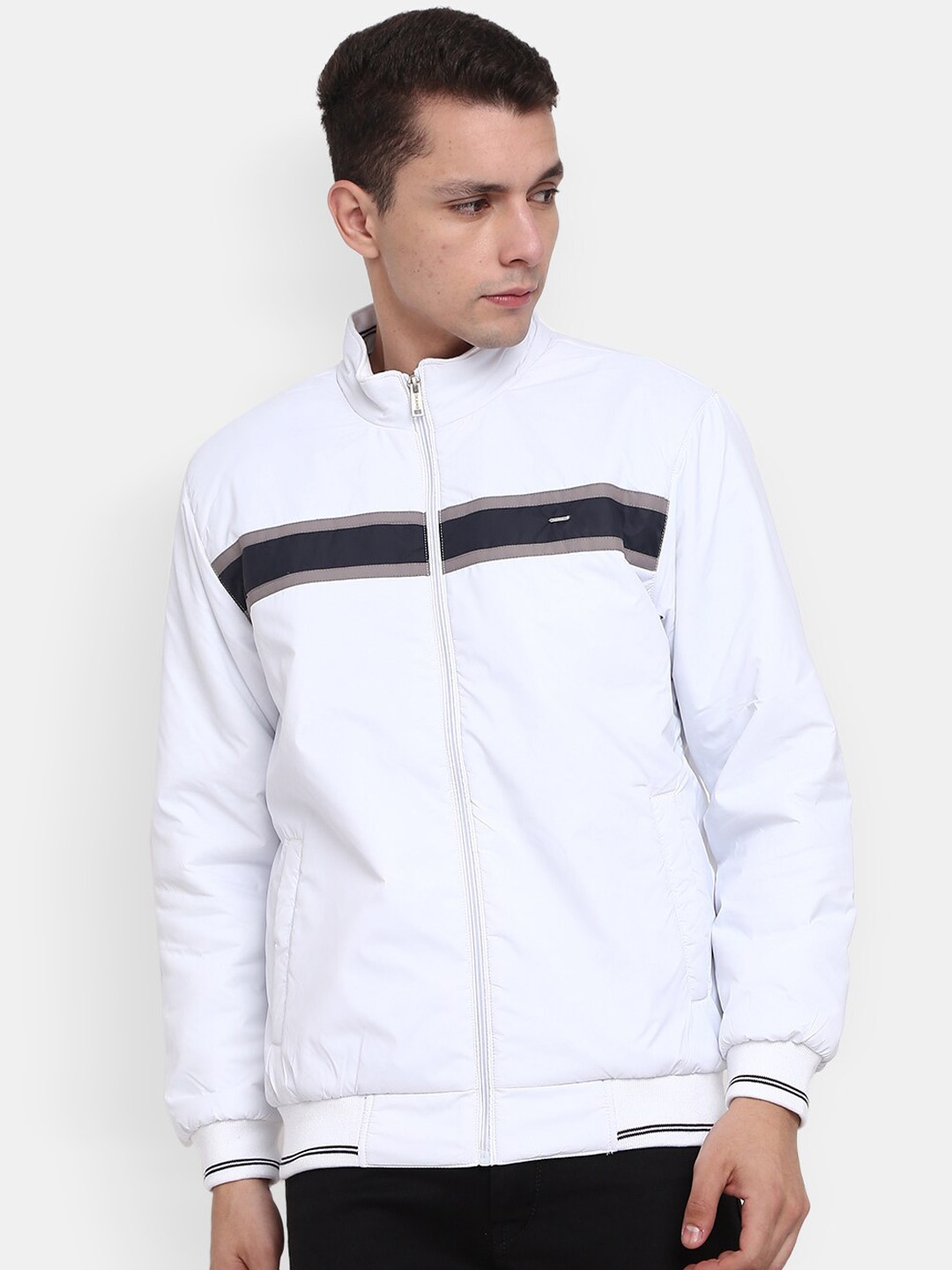 

V-Mart Men Lightweight Bomber Jacket, White