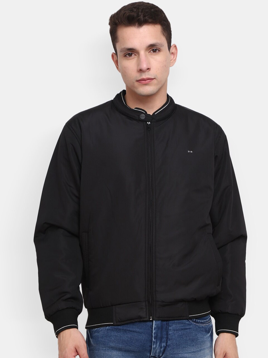 

V-Mart Men Black Lightweight Bomber Jacket