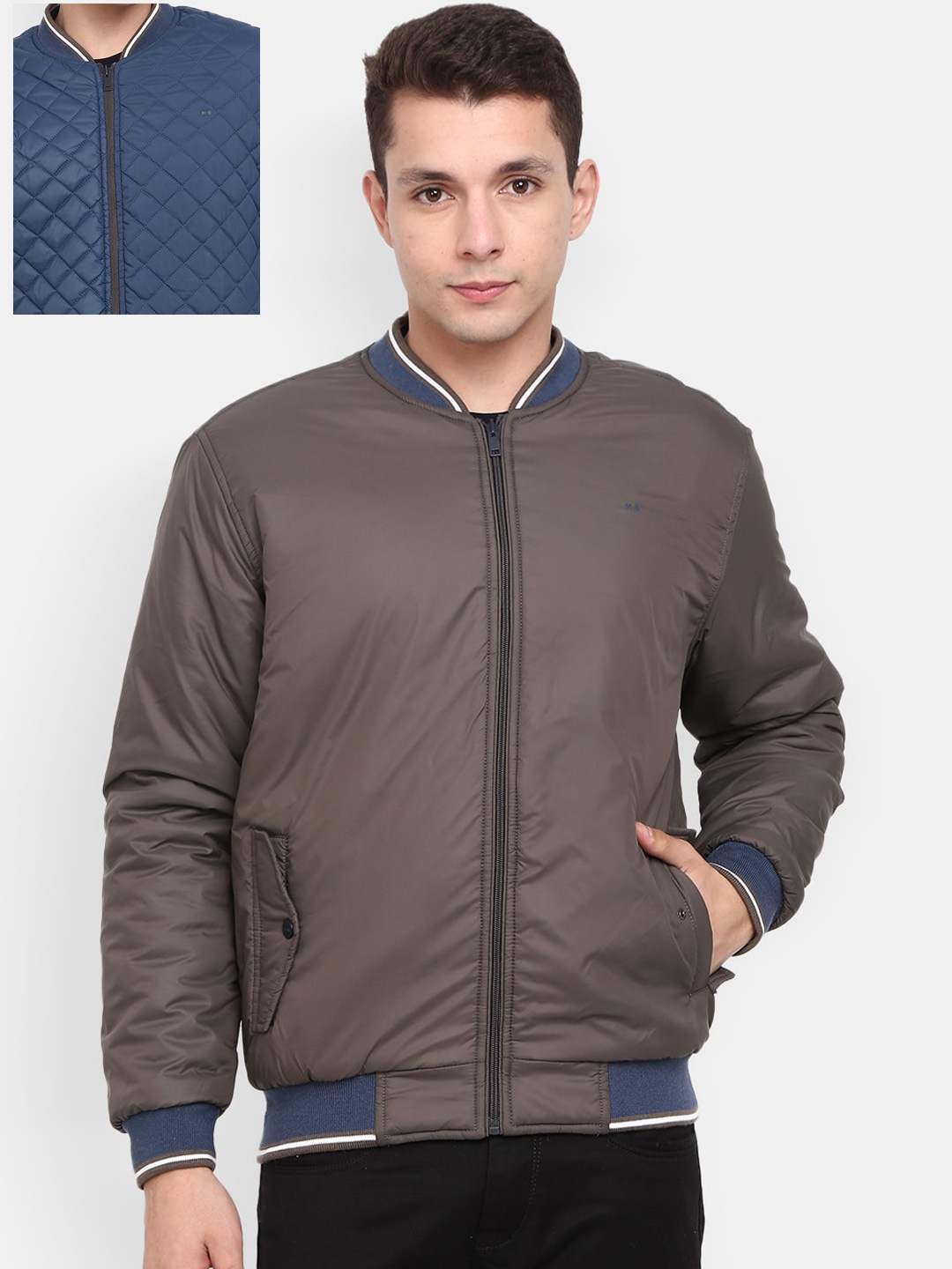 

V-Mart Men Reversible Quilted Jacket, Grey