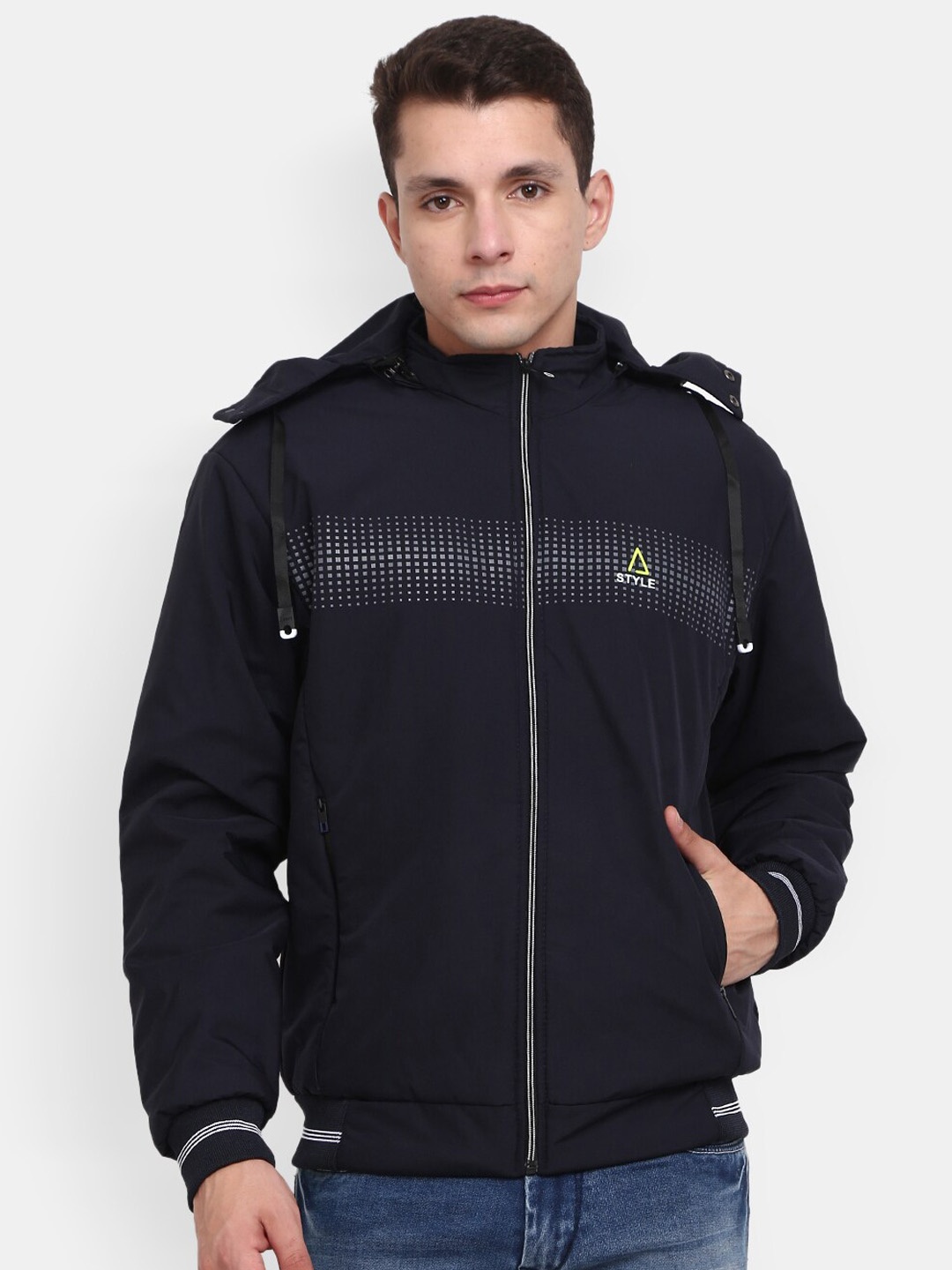 

V-Mart Men Navy Blue Lightweight Bomber Jacket