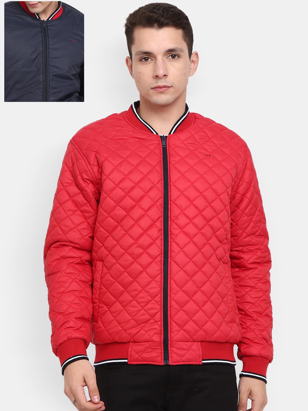 

V-Mart Men Reversible Bomber Jacket, Navy blue