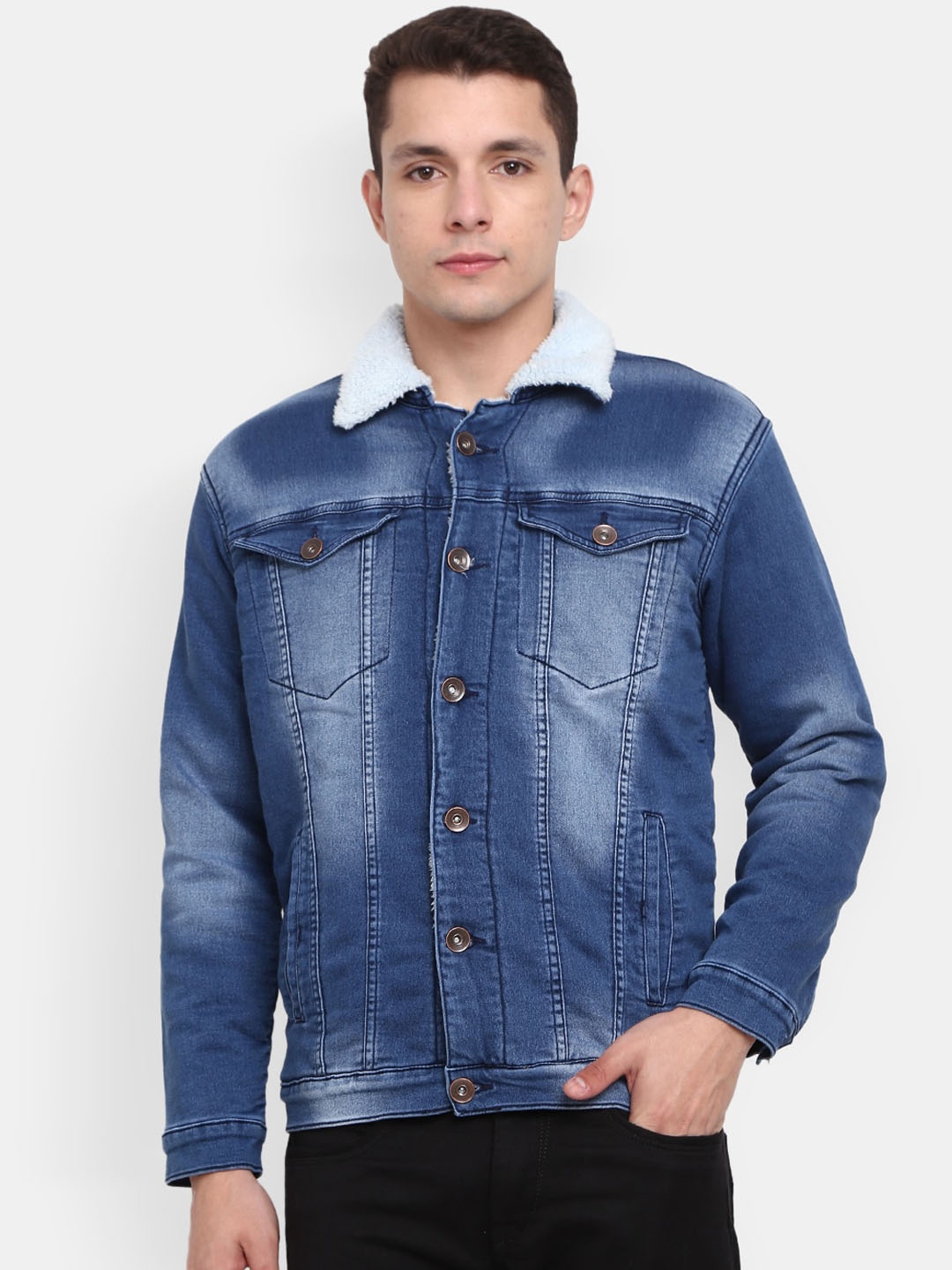 

V-Mart Men Blue Washed Lightweight Denim Jacket