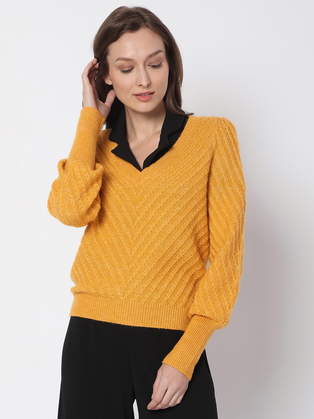 

Vero Moda Women Cable Knit Pullover, Yellow