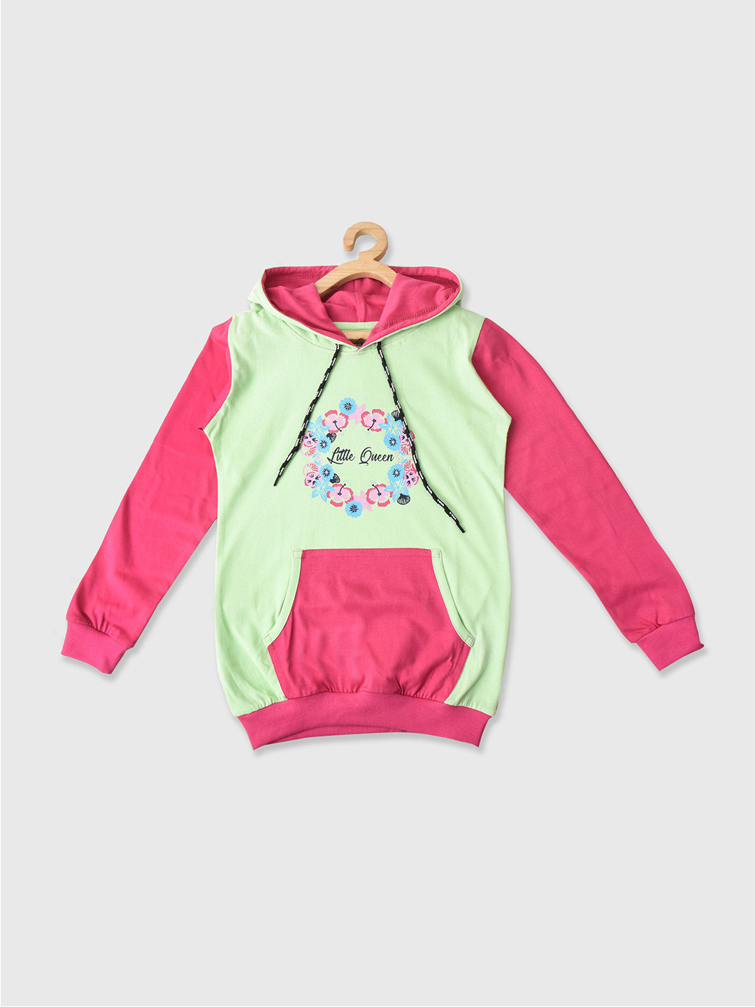 

POMY & JINNY Girls Lime Green Printed Hooded Sweatshirt