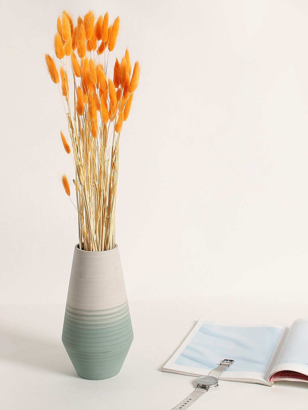 

Bonhomie Orange-Color Bunny Tails Dried Natural Decorative Bouquet
