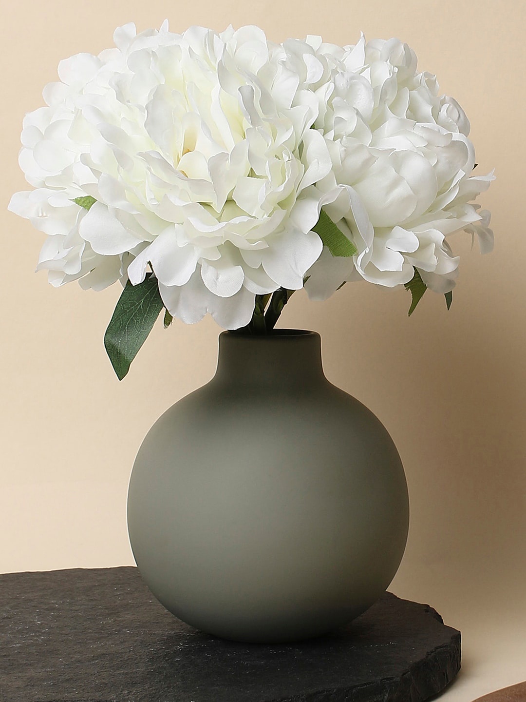 

Bonhomie White & Green Hydrangea Faux Decorative Flower Bouquet