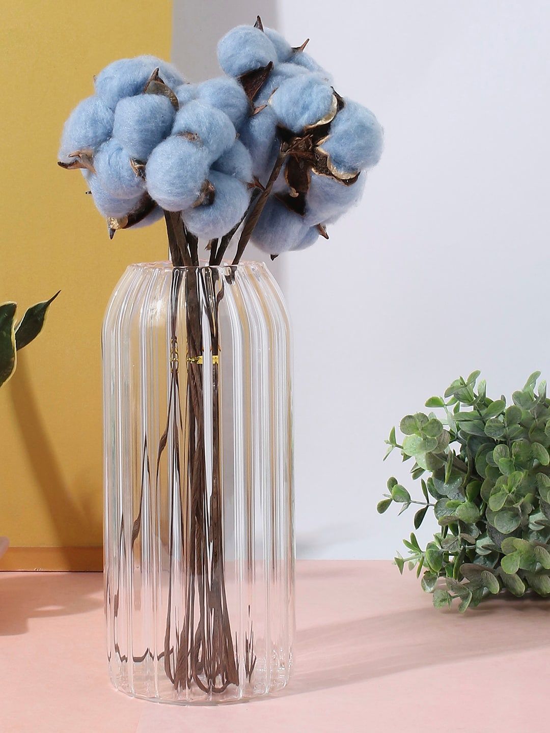 

Bonhomie Blue Faux Cotton Decorative Flower Bouquet