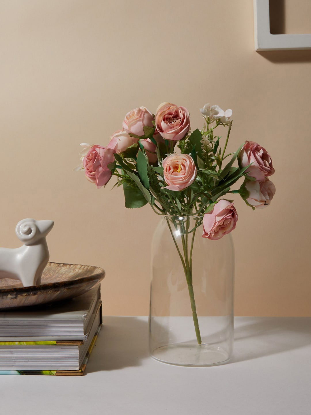 

Bonhomie Peach-Color & Pink Rose Faux Decorative Flower Bouquet