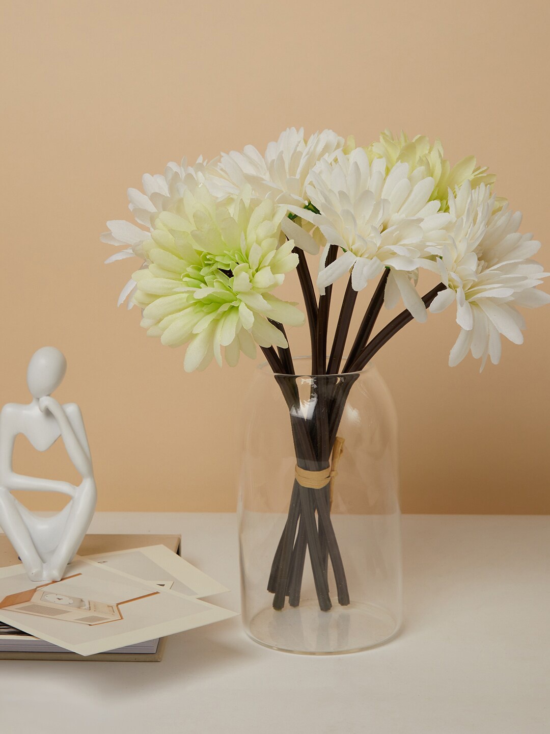 

Bonhomie White Crysanthemum Faux Decorative Flower Bouquet