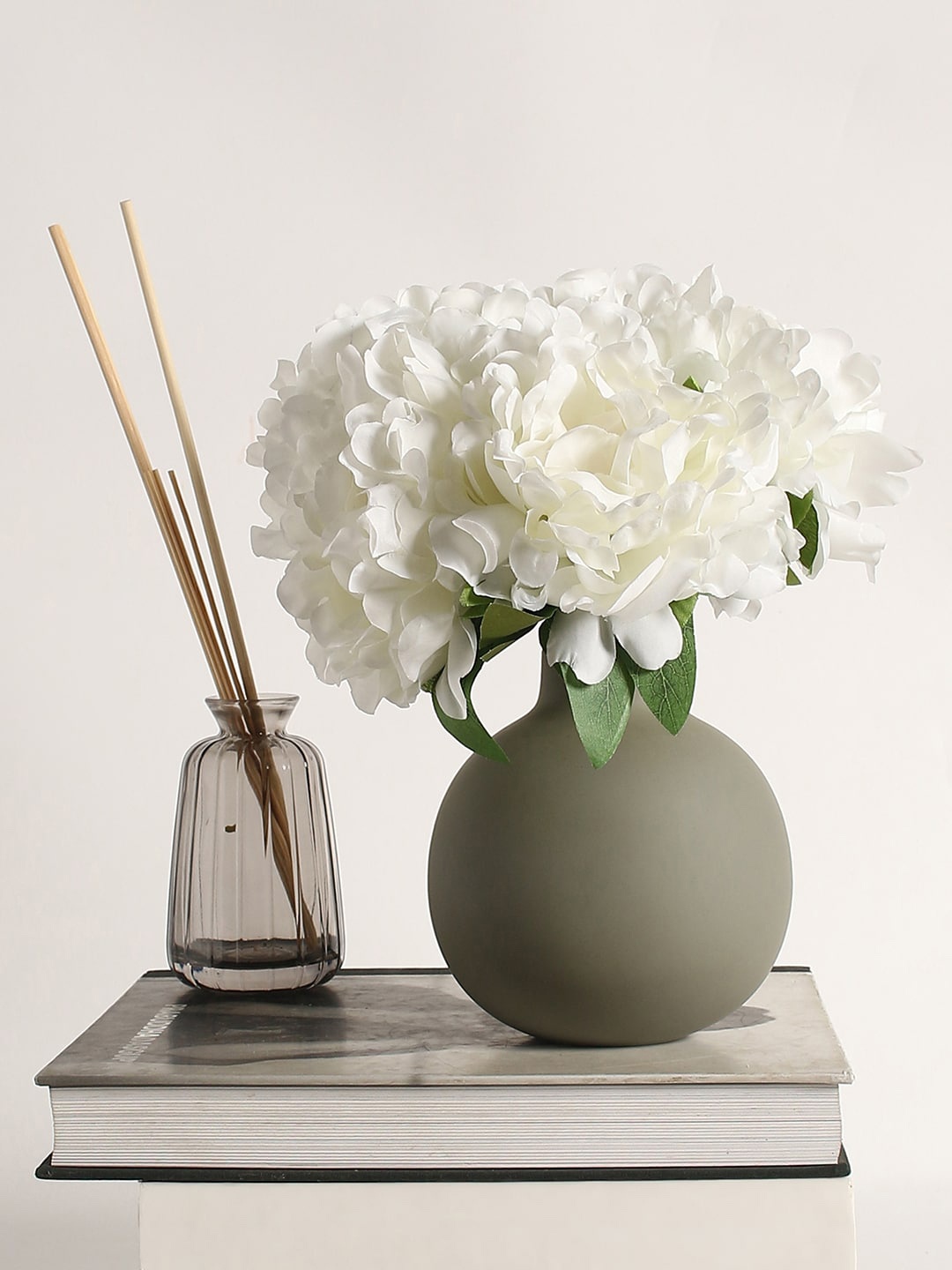 

Bonhomie White Hydrangea Faux Decorative Flower Bouquet