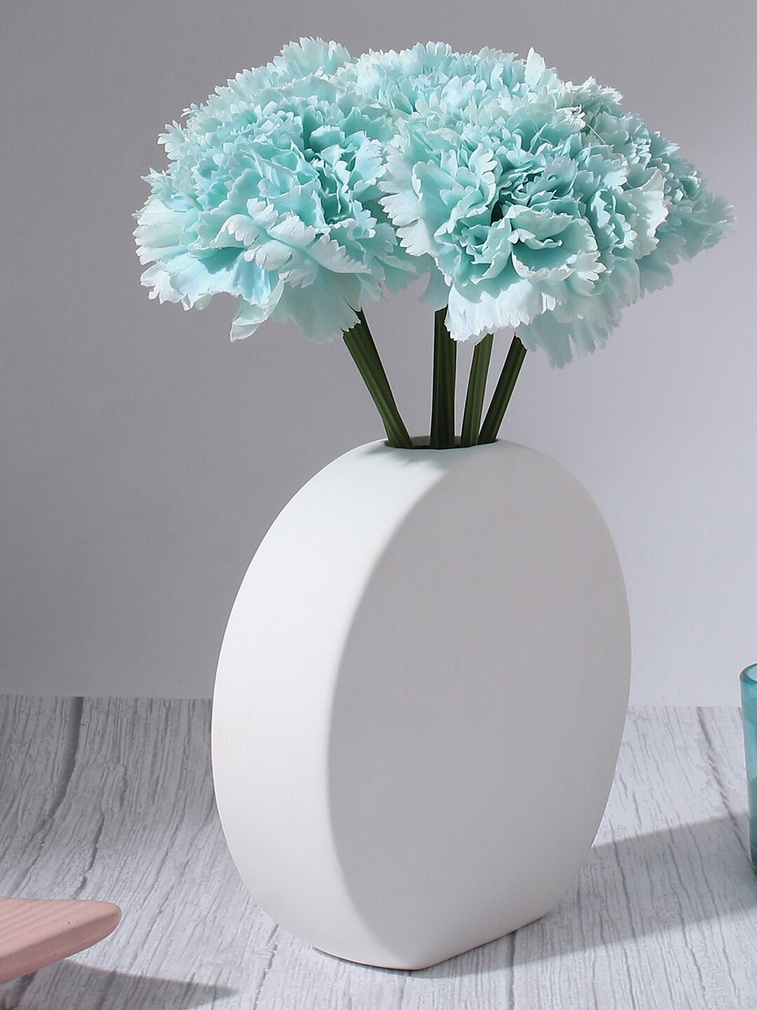 

Bonhomie Carnation Faux Decorative Flower Bouquet, Blue