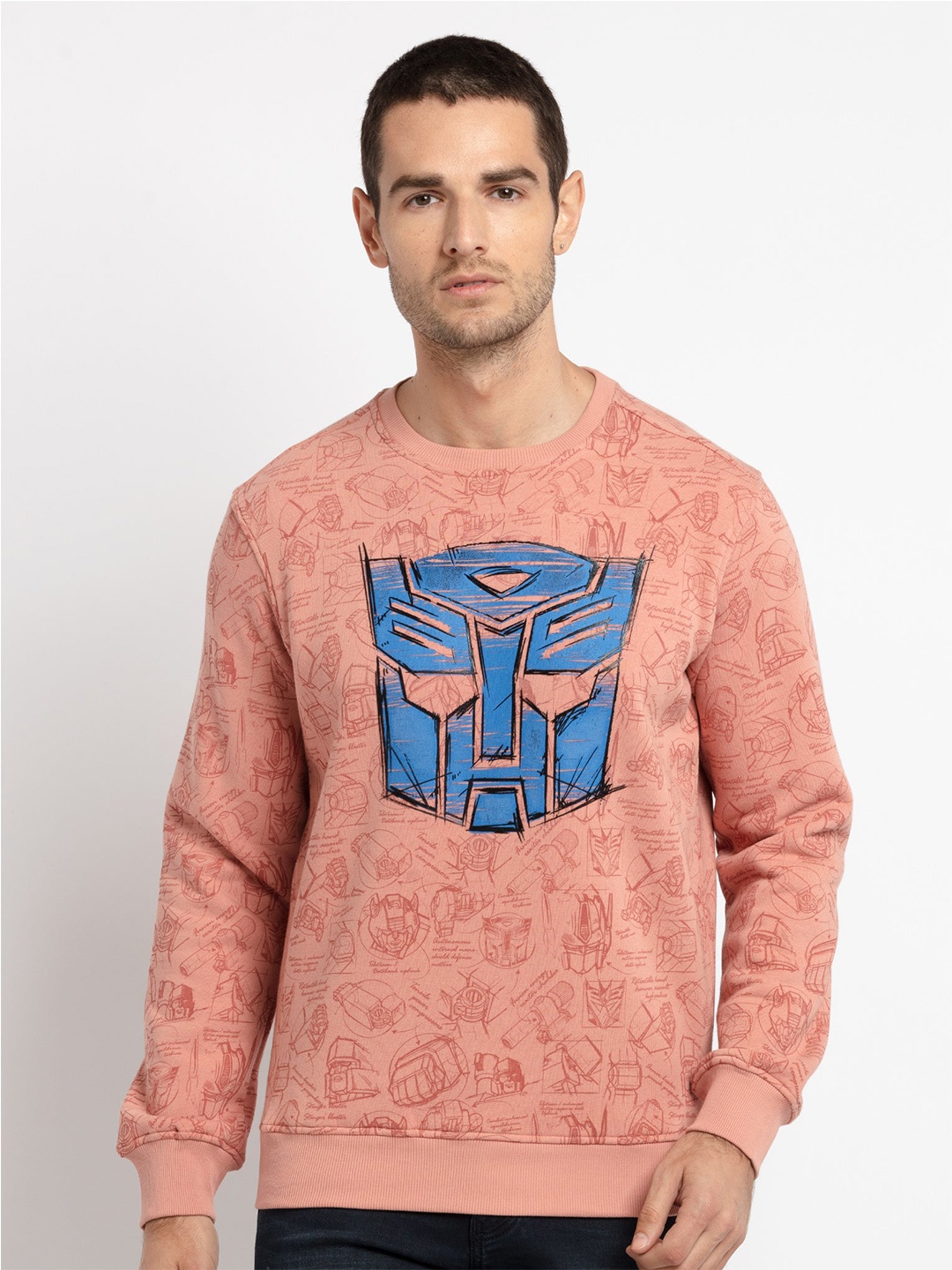 

Status Quo Men Printed Round Neck Cotton Sweatshirt, Pink