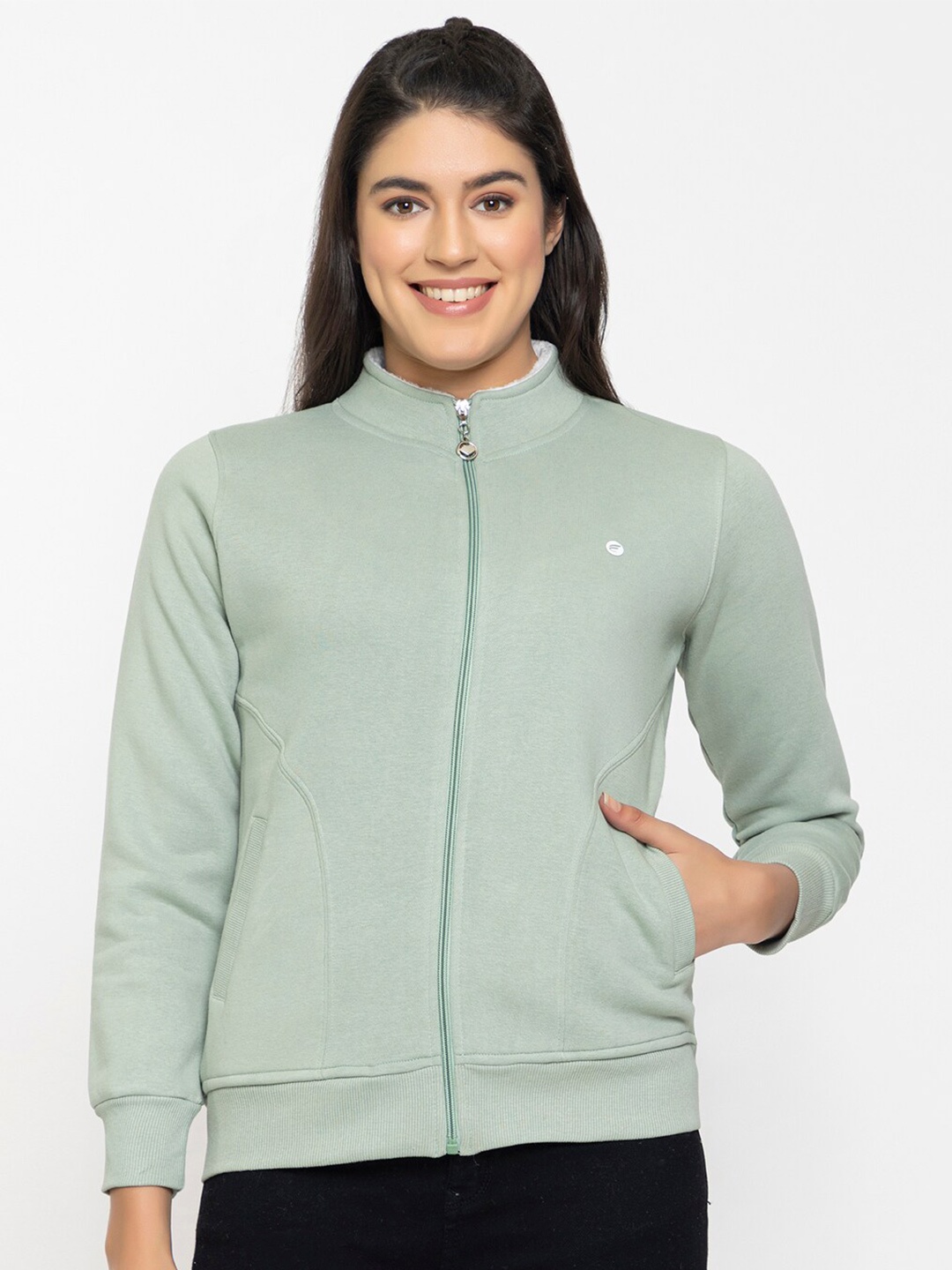

FEMEA Mock Collar Fleece Sweatshirt, Green
