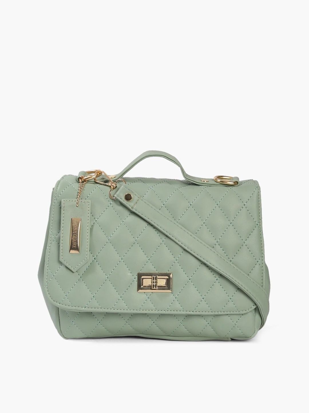 

Anna Claire Textured Structured Satchel with Quilted, Green