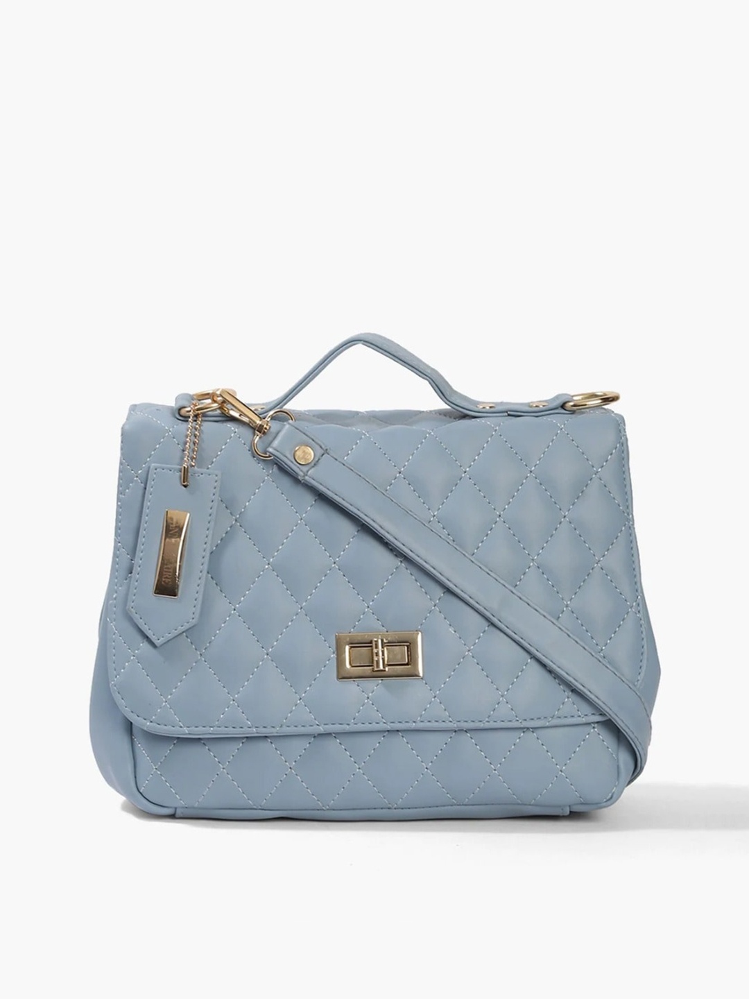 

Anna Claire Blue Textured PU Shopper Satchel with Quilted