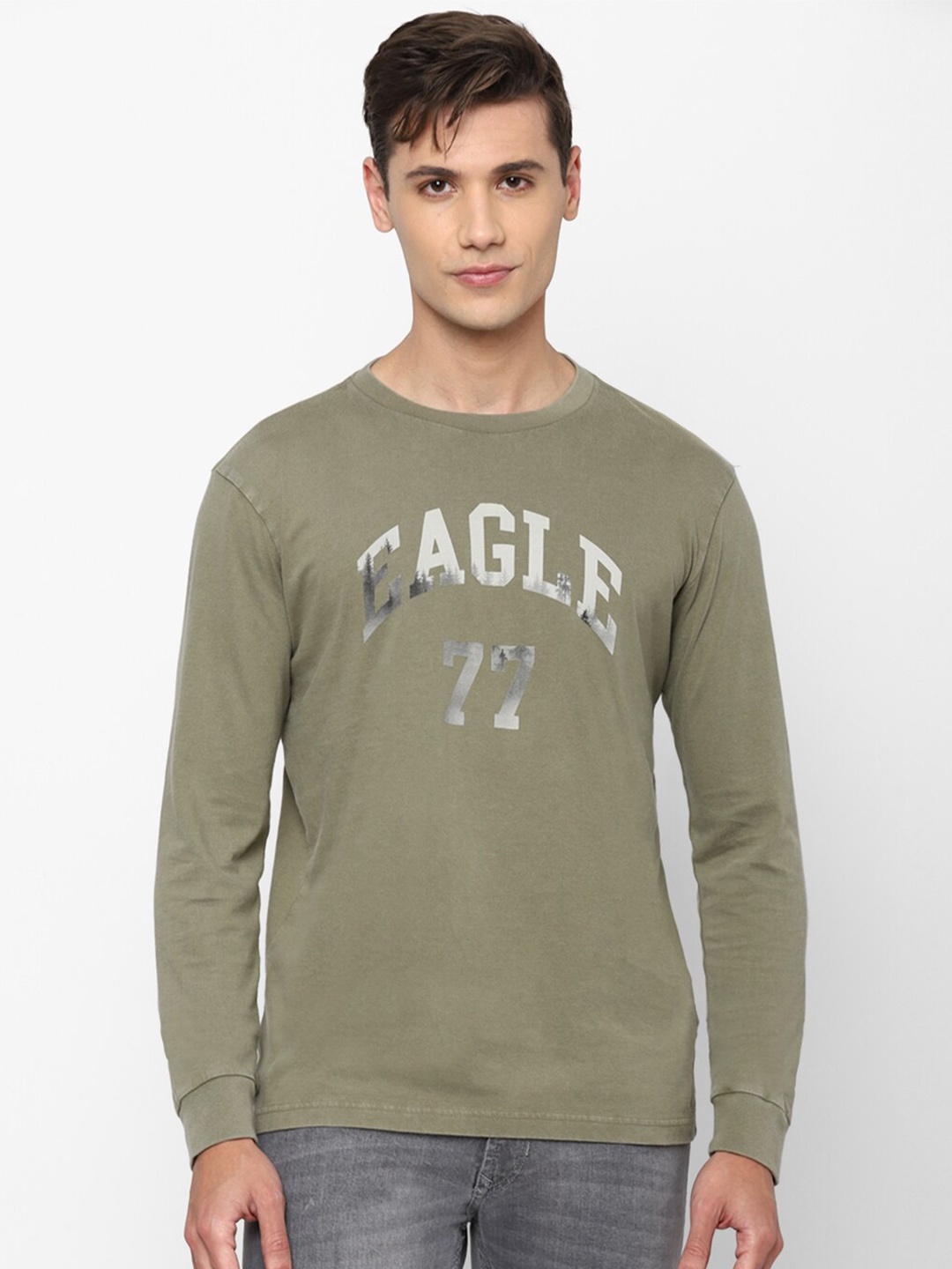 

AMERICAN EAGLE OUTFITTERS Men Typography Printed Pure Cotton T-shirt, Green