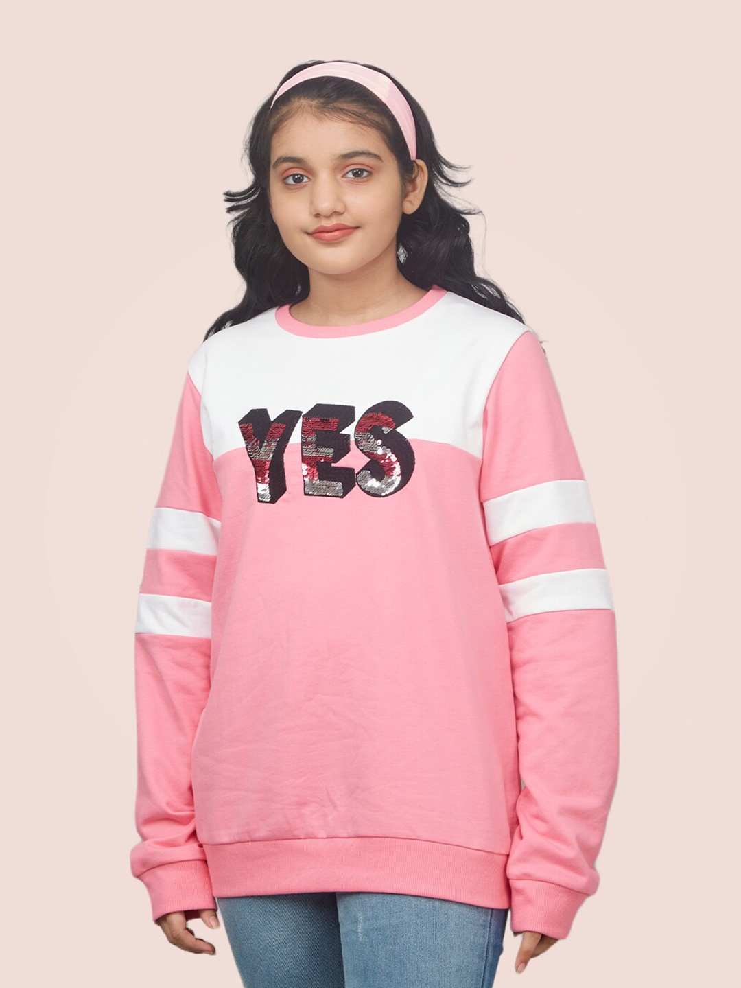 

Zalio Girls Typography Printed Sweatshirt, Pink